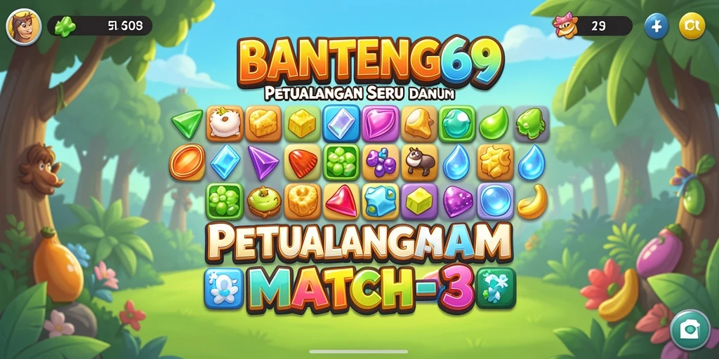 Tampilan seru gameplay BANTENG69 dalam aksi Match-3.