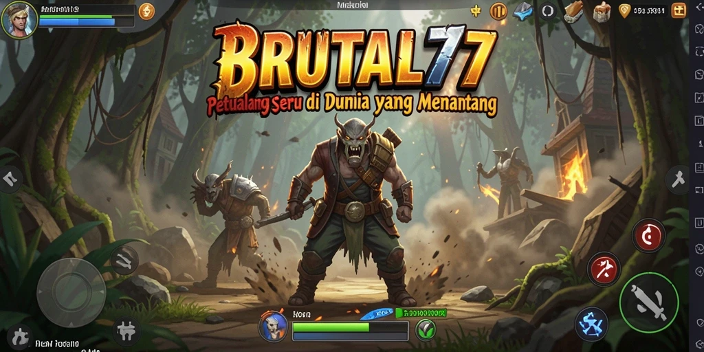 Screenshot menampilkan aksi mendebarkan dalam gameplay BRUTAL77.