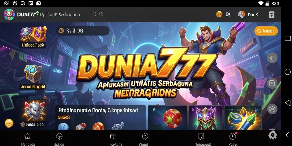 Tampilan antarmuka pengguna DUNIA777 yang bersih dan modern.