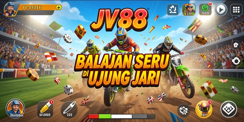 Tangkapan layar JV88 menampilkan aksi balapan yang mendebarkan.