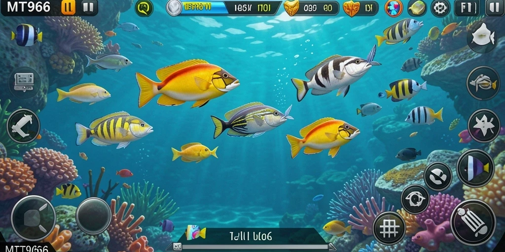 Tampilan gameplay seru dalam permainan Tembak Ikan MT966.