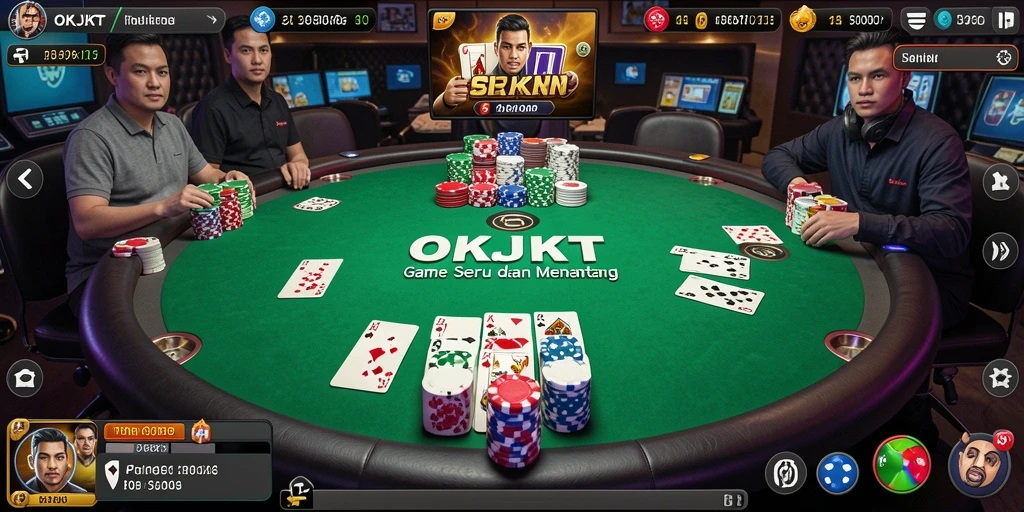 Tampilan seru dari gameplay Poker di OKJKT