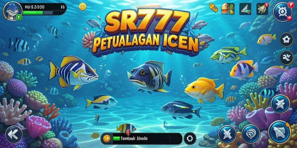 Screenshot gameplay SR777 yang menunjukkan aksi menembak ikan.
